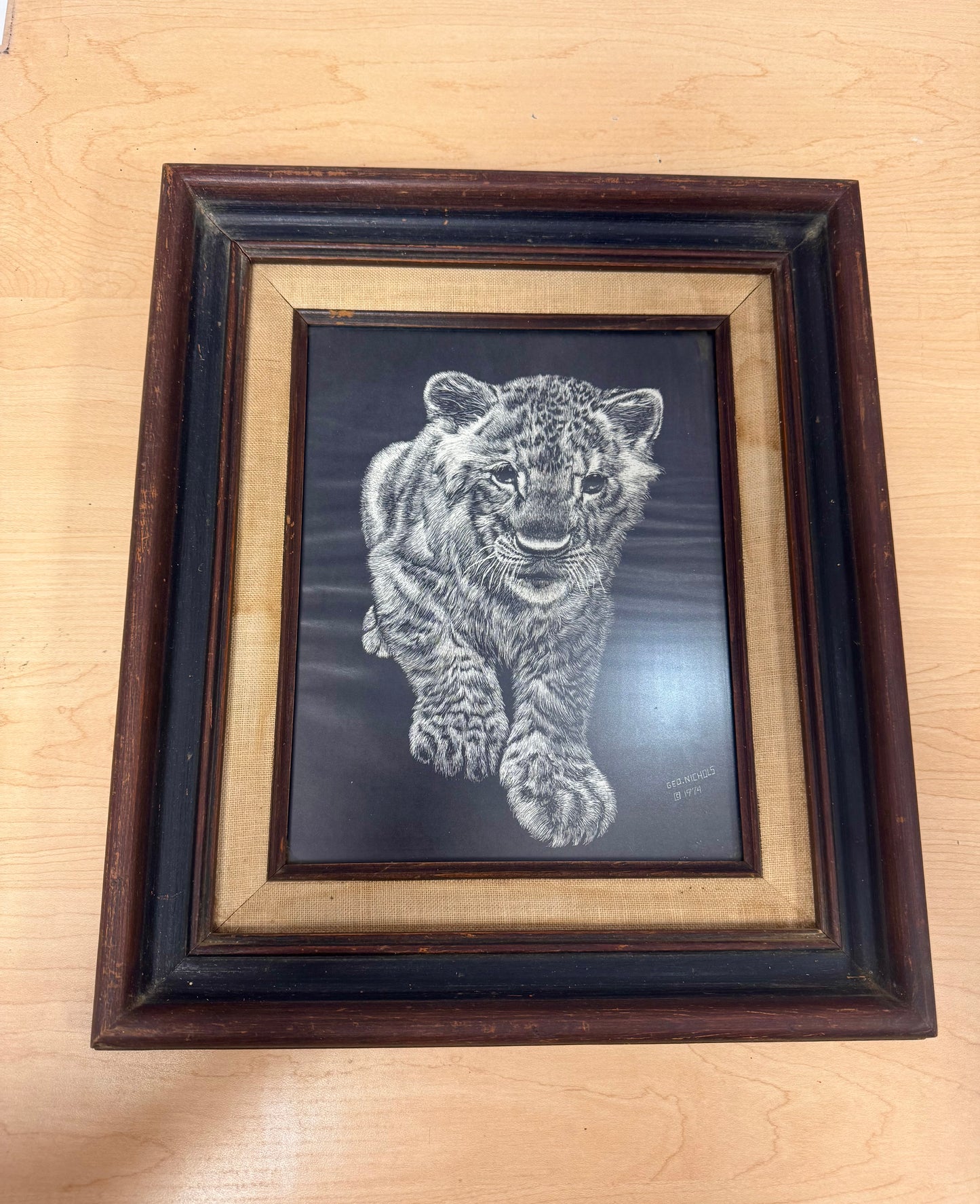1974 George Nichols Scratchboard Cub Print