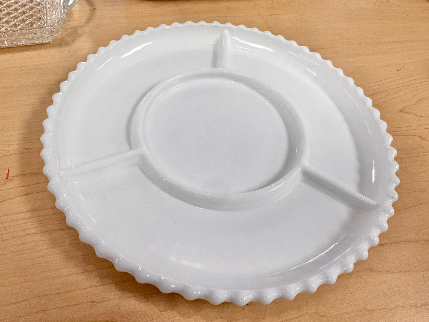 1950s Milk Glass Divided Relish/Serving Plate