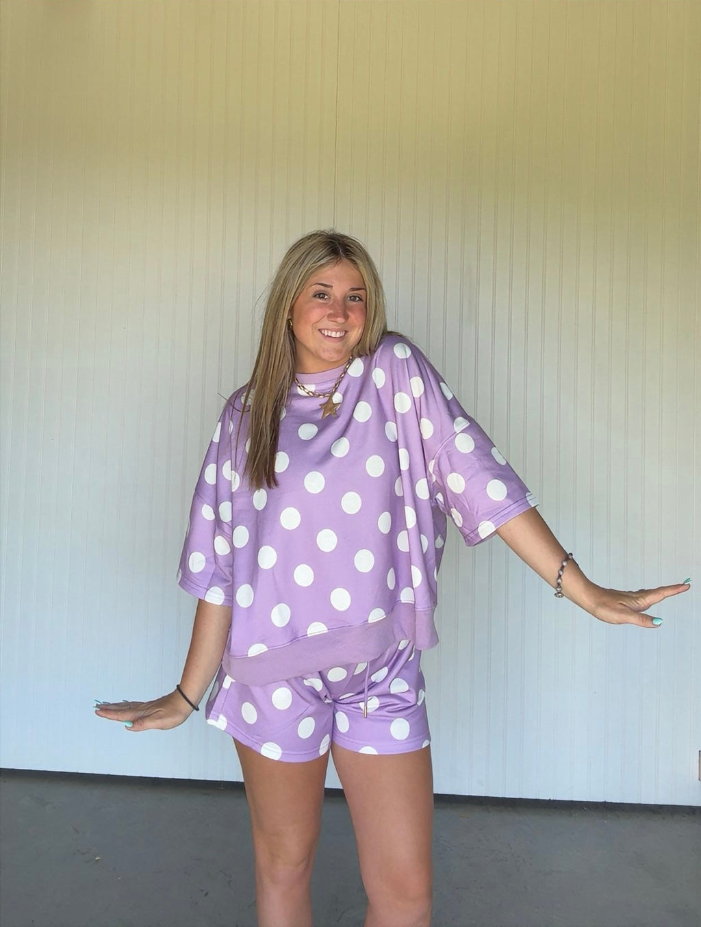 Lavender Polka Dot Short Set