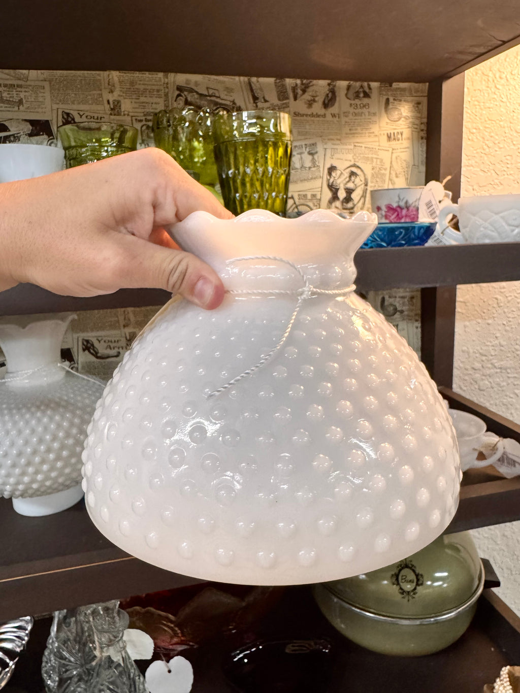 Vintage White Hobnail Milk Glass Lamp Shade