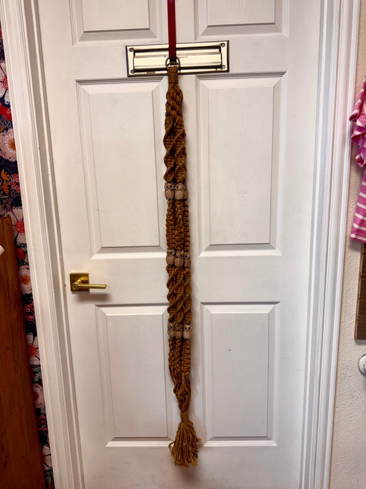 70s Heavy duty/Jute Ceramic Owl Plant Hanger