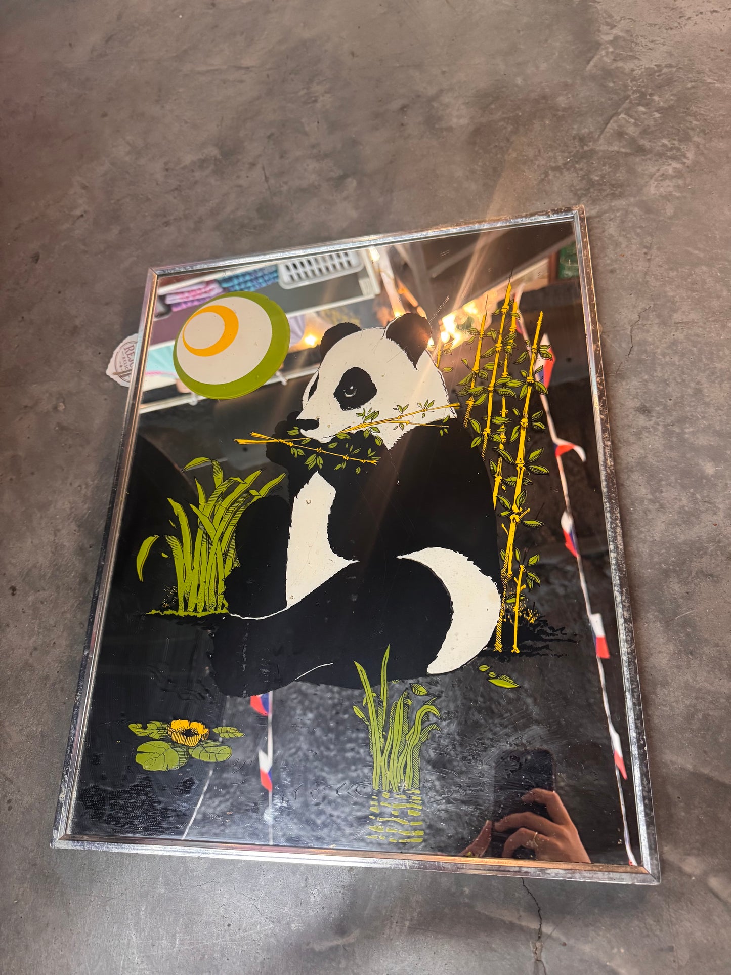 Vintage 1970s Panda Bear Wall Mirror