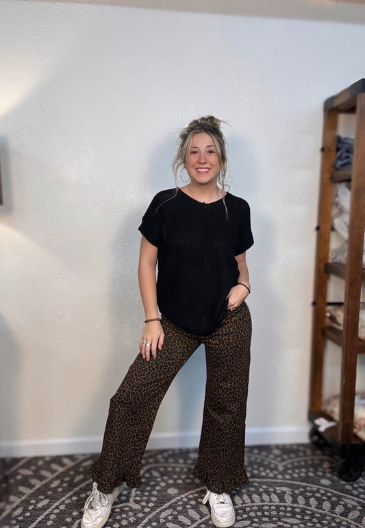 leopard Ruffle Jeans