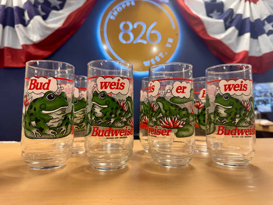 COMPLETE 1995 Budweiser Frog Glasses Set