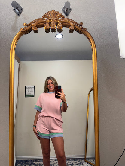 Contrast Trim Corded Short Set