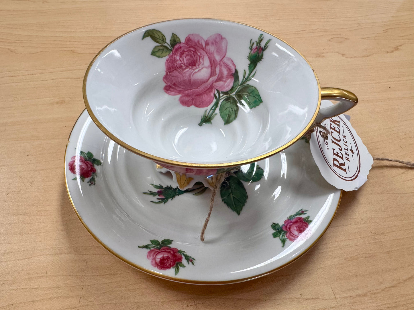 Atq German Porcelain Footed Cup/Saucer Set