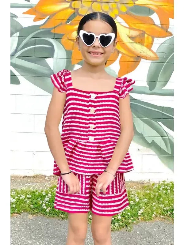 Pink Striped Short Set