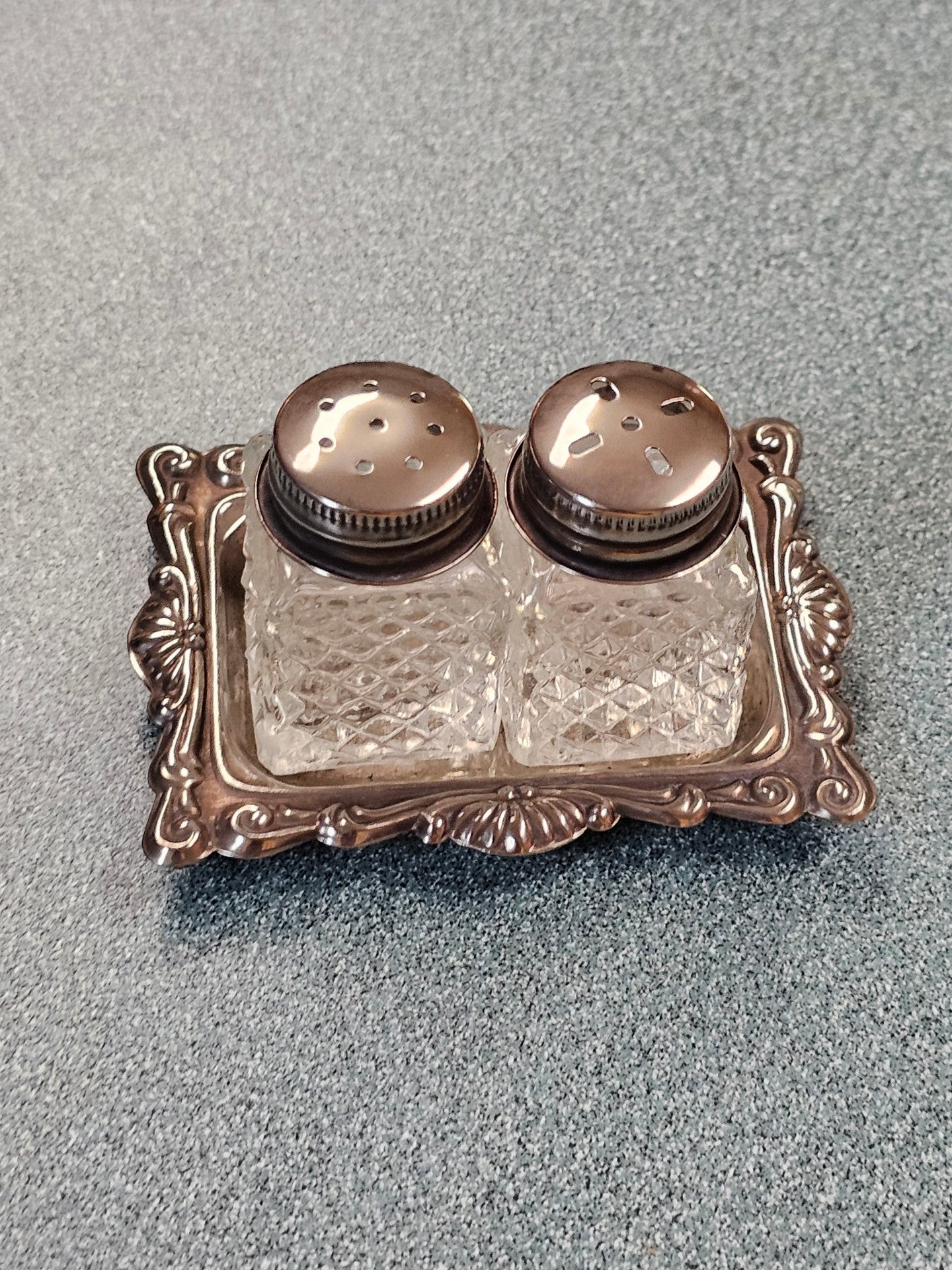 Mini Glass & Silver-plated Salt & Pep Shakers
