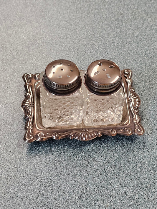 Mini Glass & Silver-plated Salt & Pep Shakers