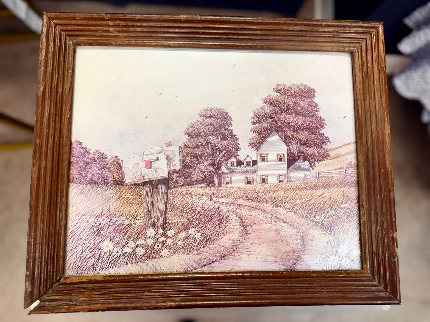 Vintage Lithograph Rural Farmhouse Print