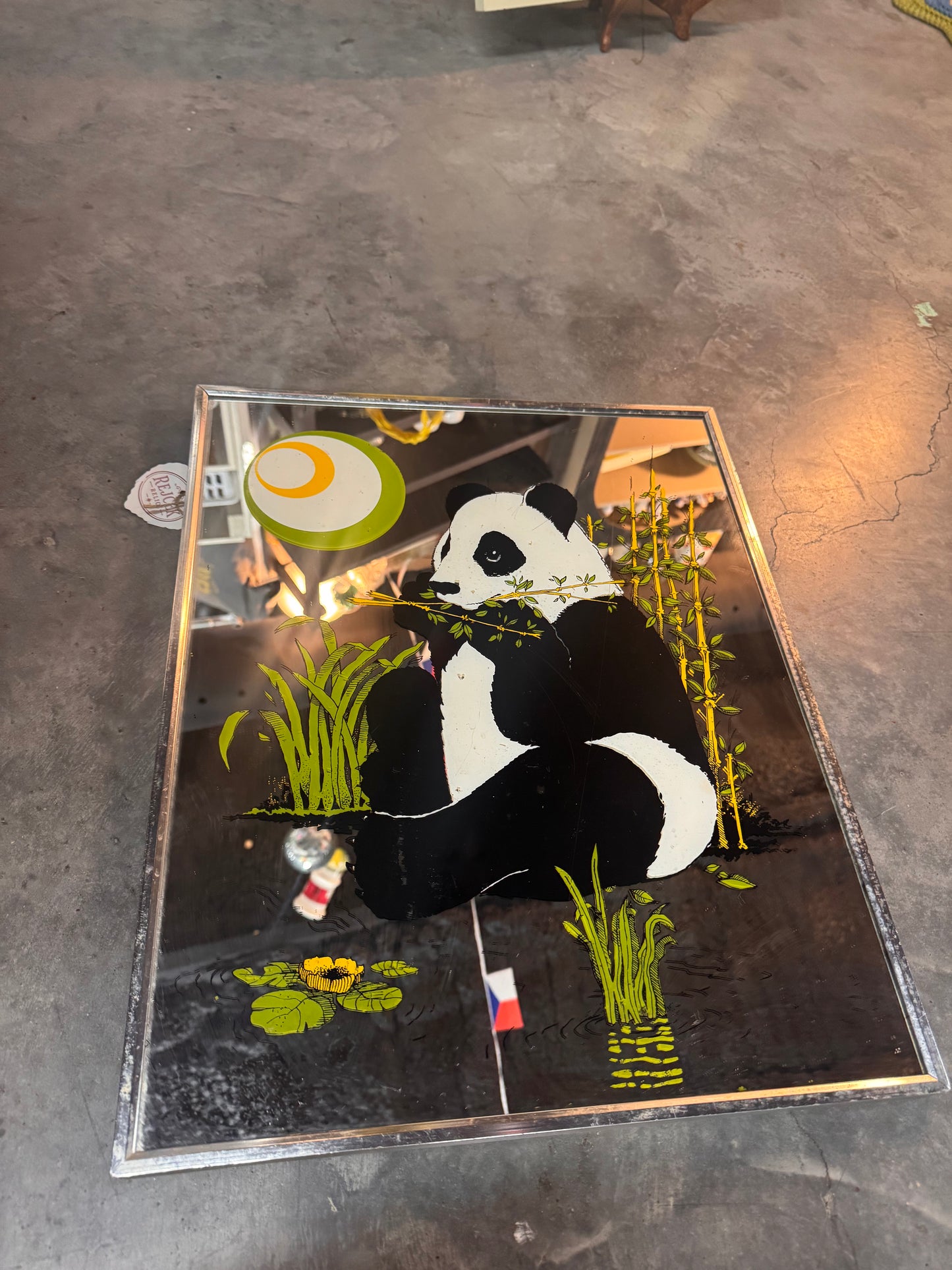 Vintage 1970s Panda Bear Wall Mirror