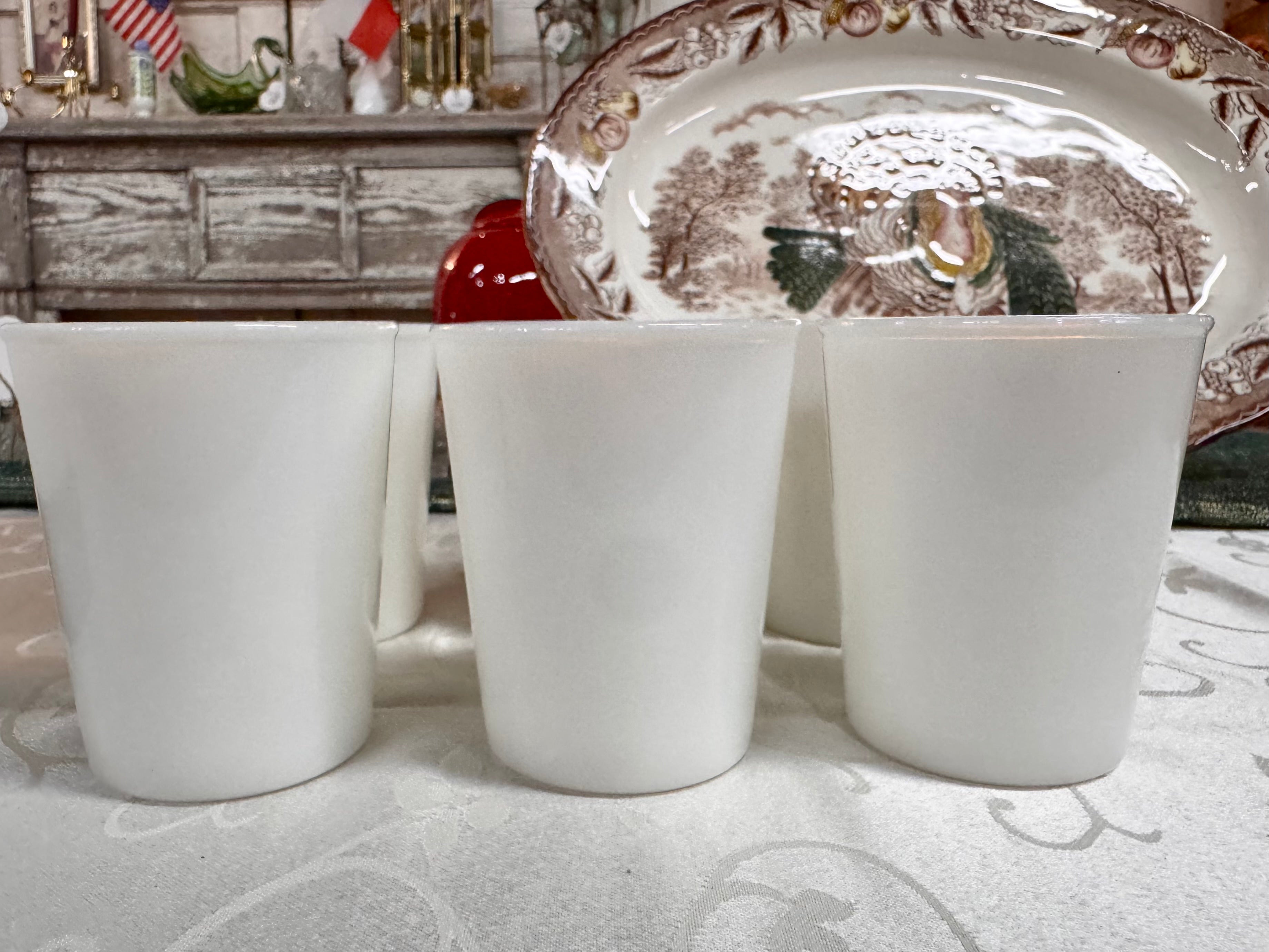 Hazel Atlas Ring of Fire Mlk Glass Tumblers (6)