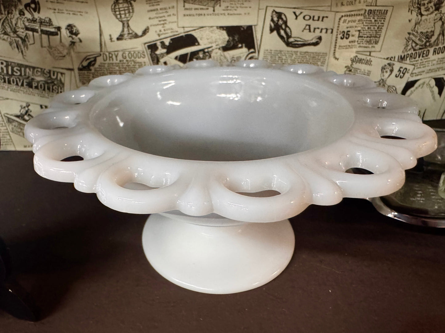 Anchor Hocking Mlk Glass Pedestal Compote