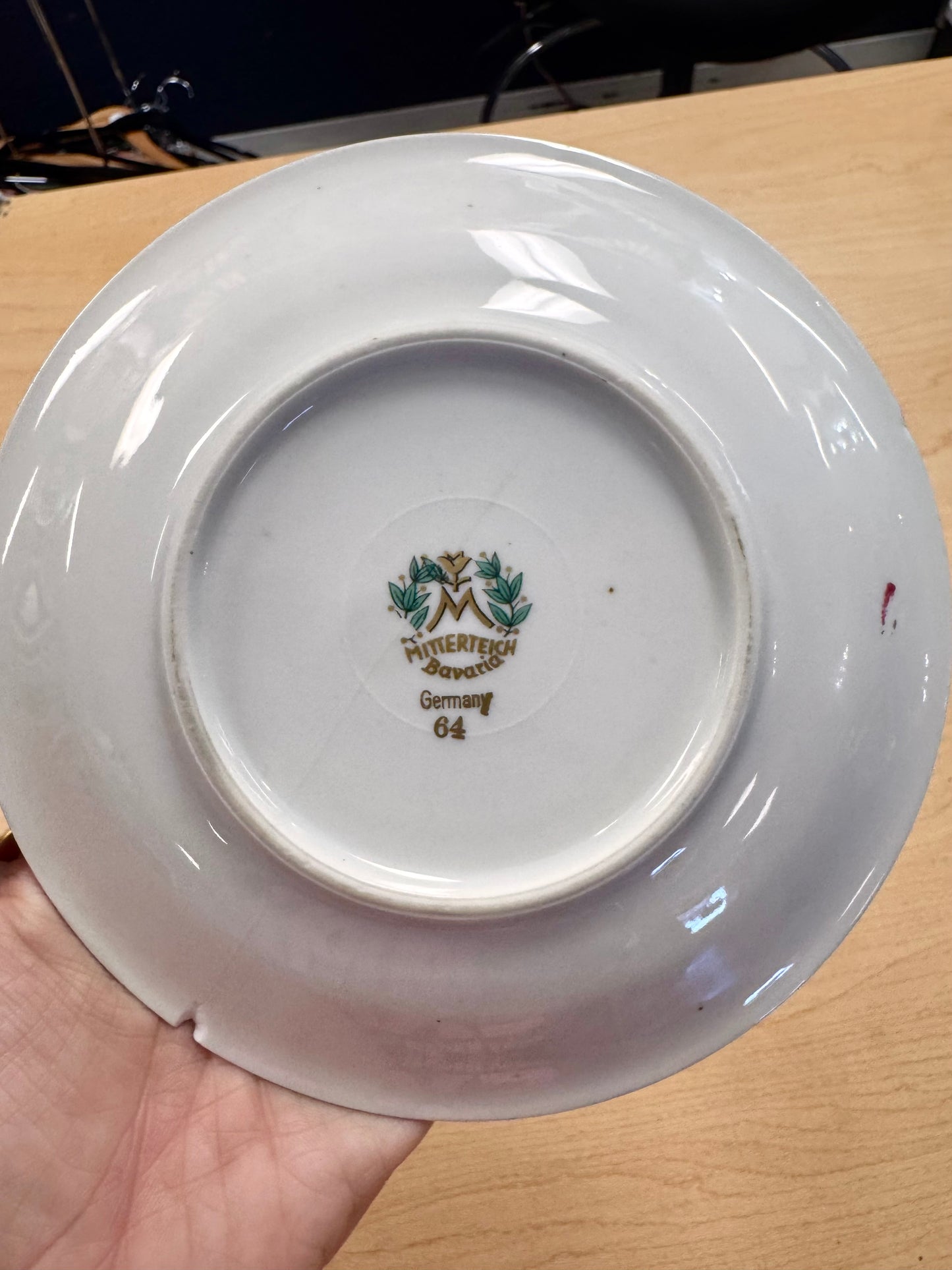 Atq German Porcelain Footed Cup/Saucer Set