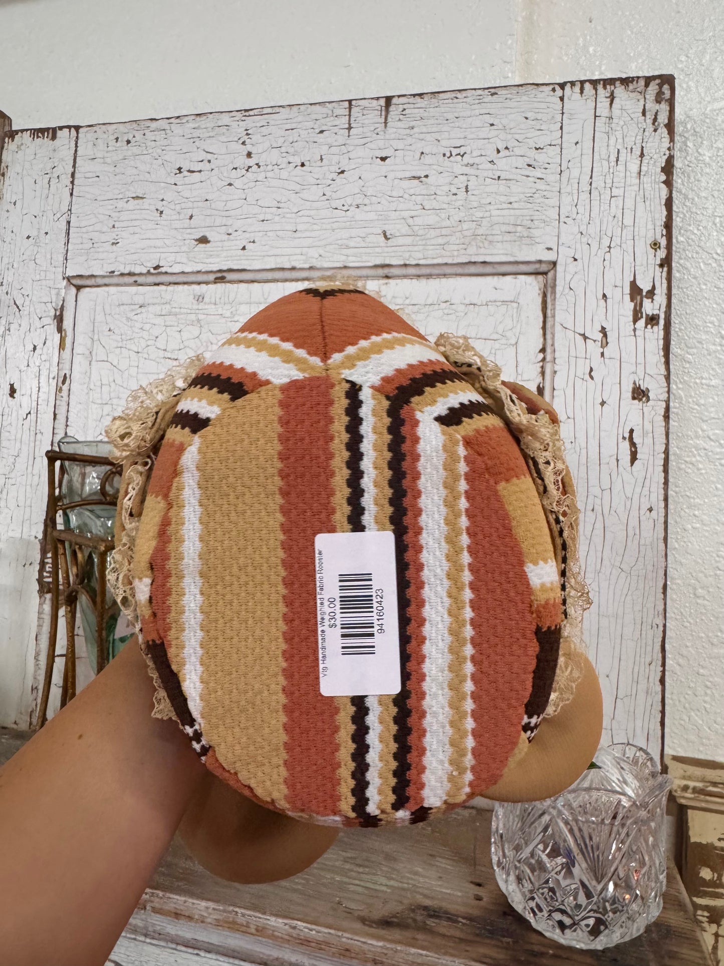 Vtg Handmade Weighted Fabric Rooster