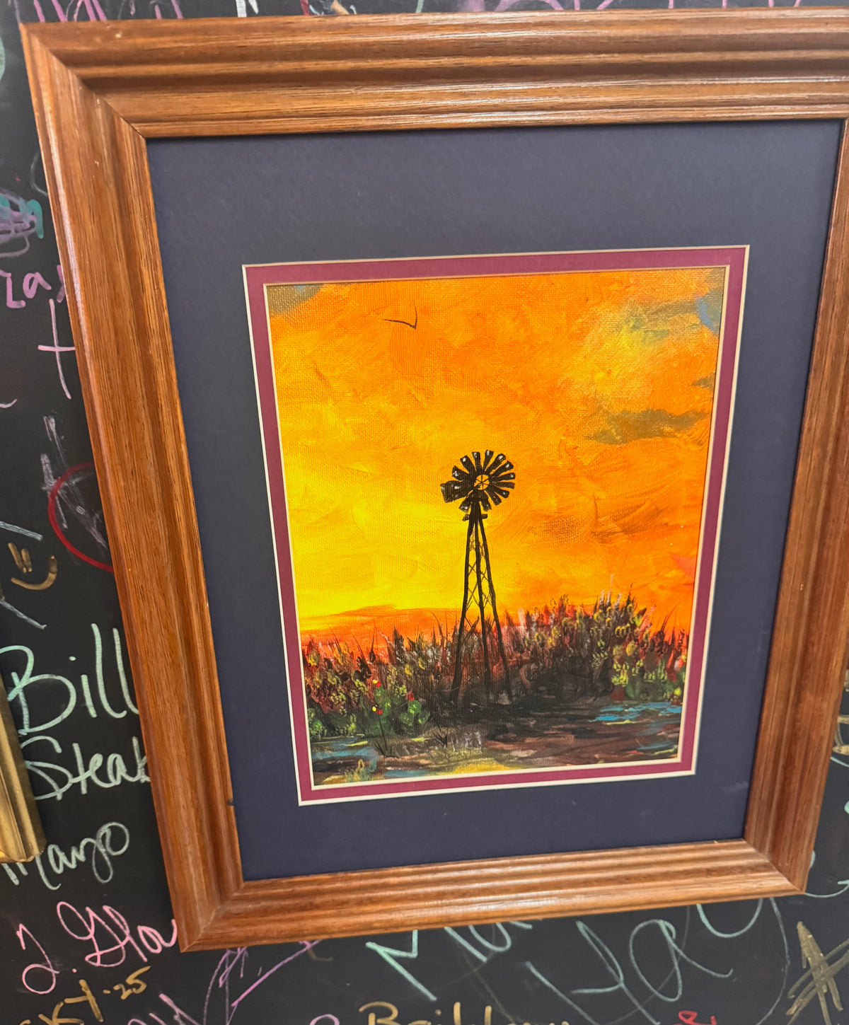 Original Hand-painted Rustic Windmill Painting
