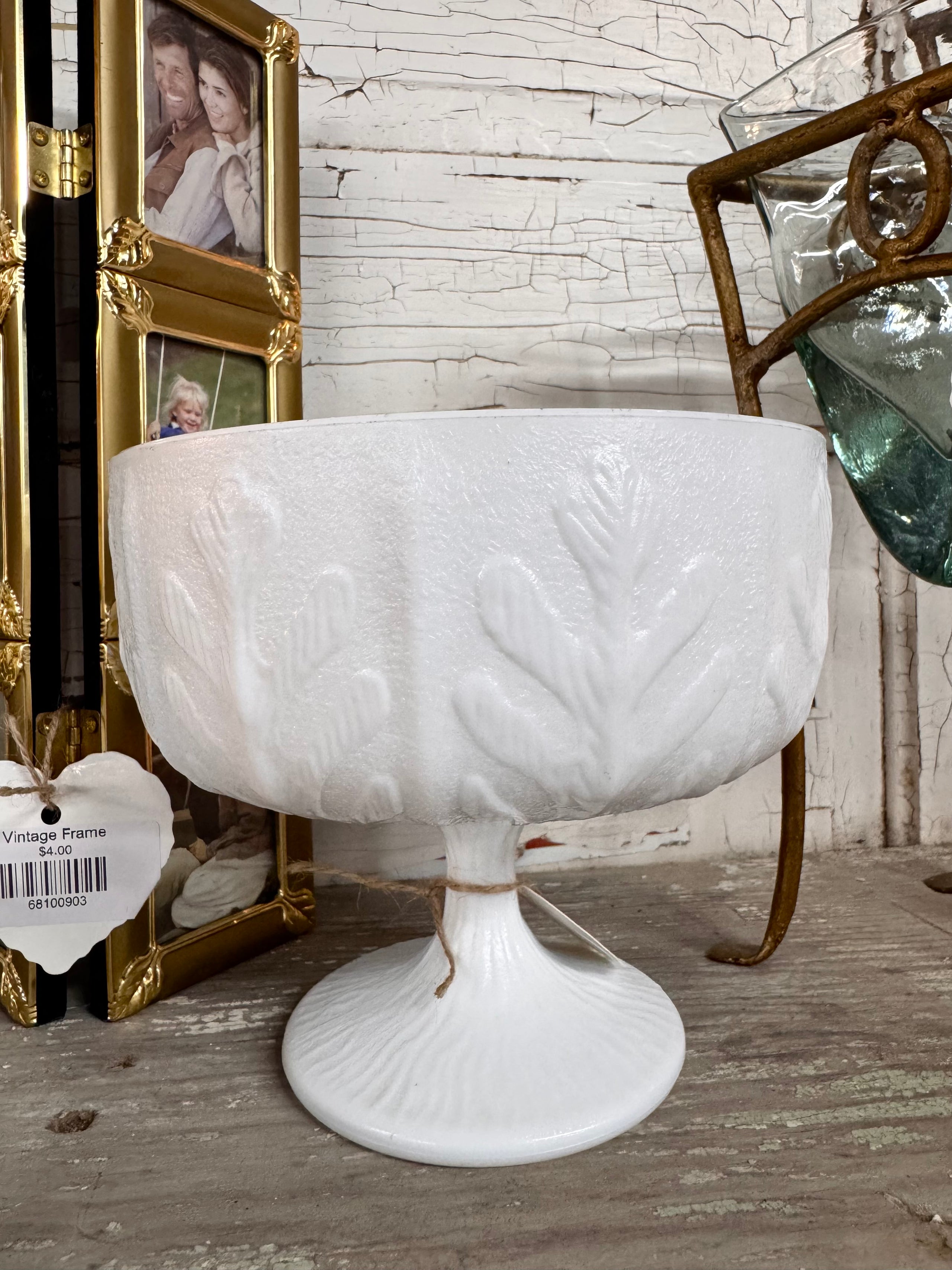 1975 FTD Milk Glass Pedestal Bowl
