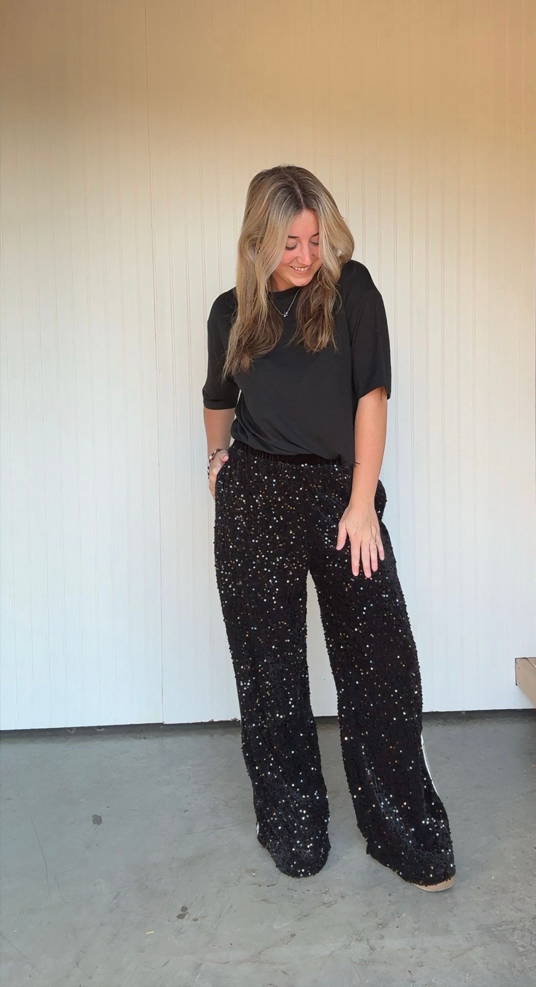 Sequin Track Pant