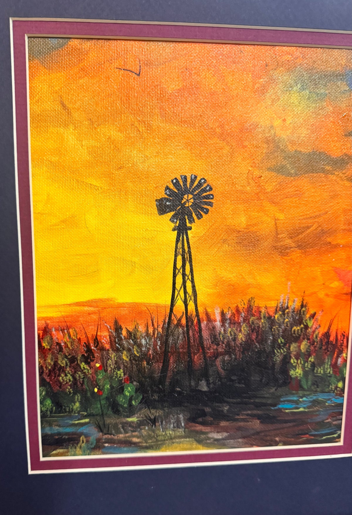 Original Hand-painted Rustic Windmill Painting