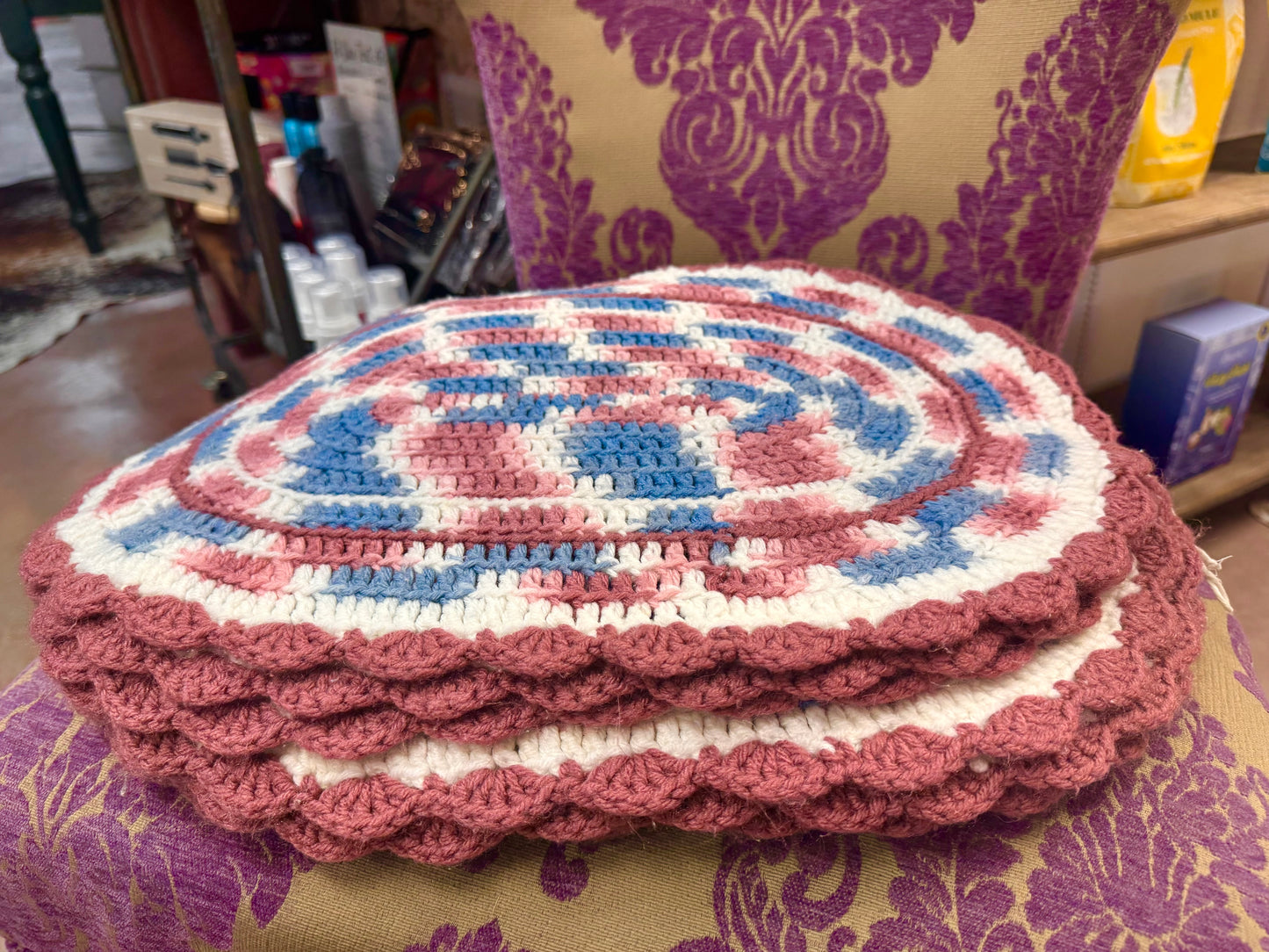 Vintage Handmade Crochet Place Mats (8)