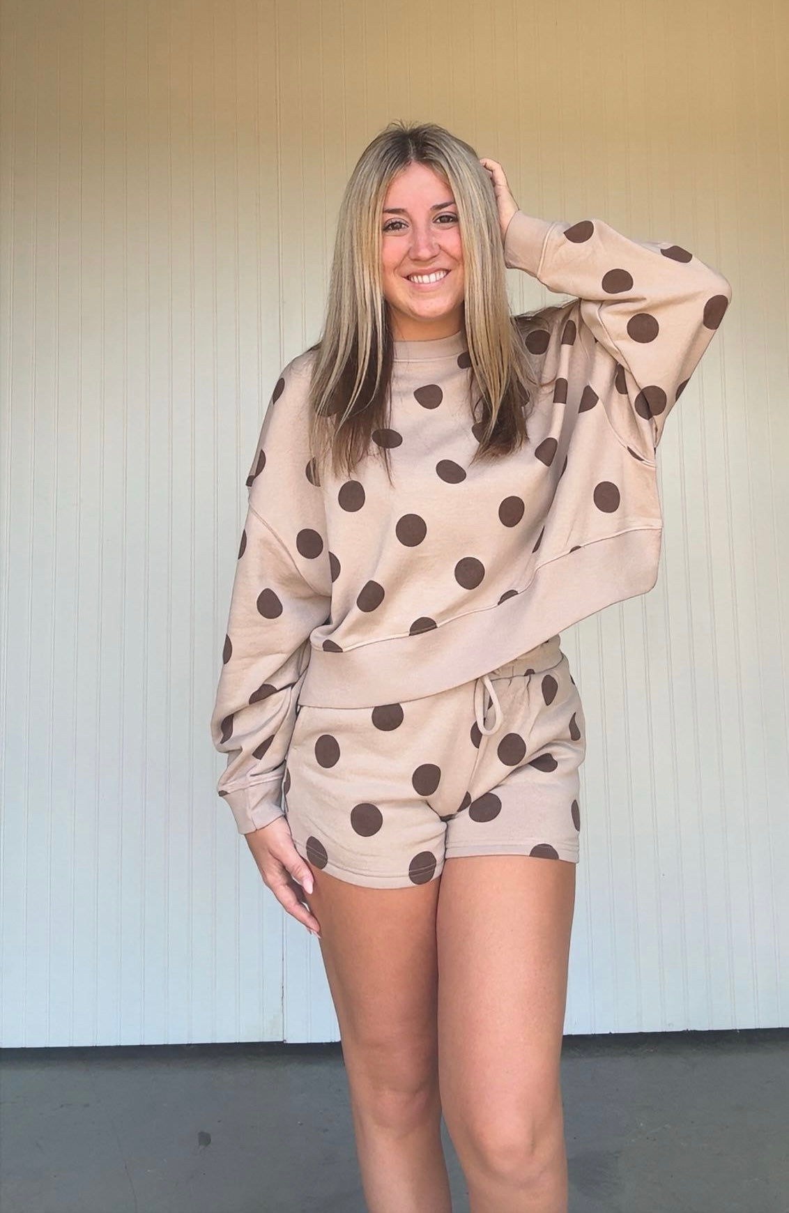 Fleece Polka Dot Short Set