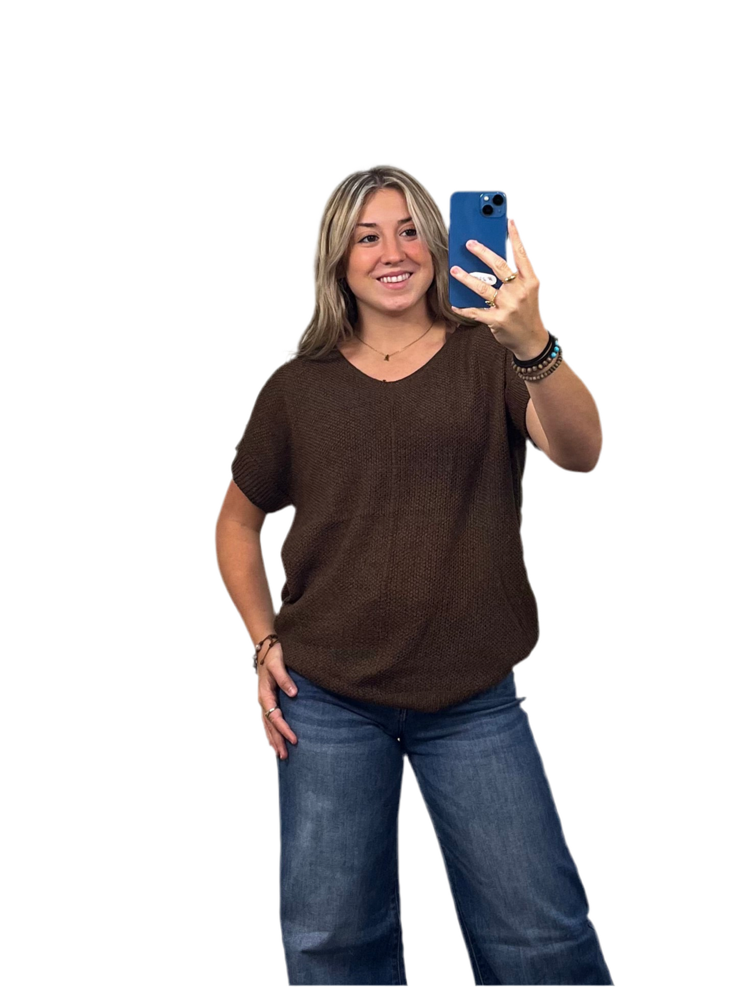 Center Seam Short Sleeve Sweater