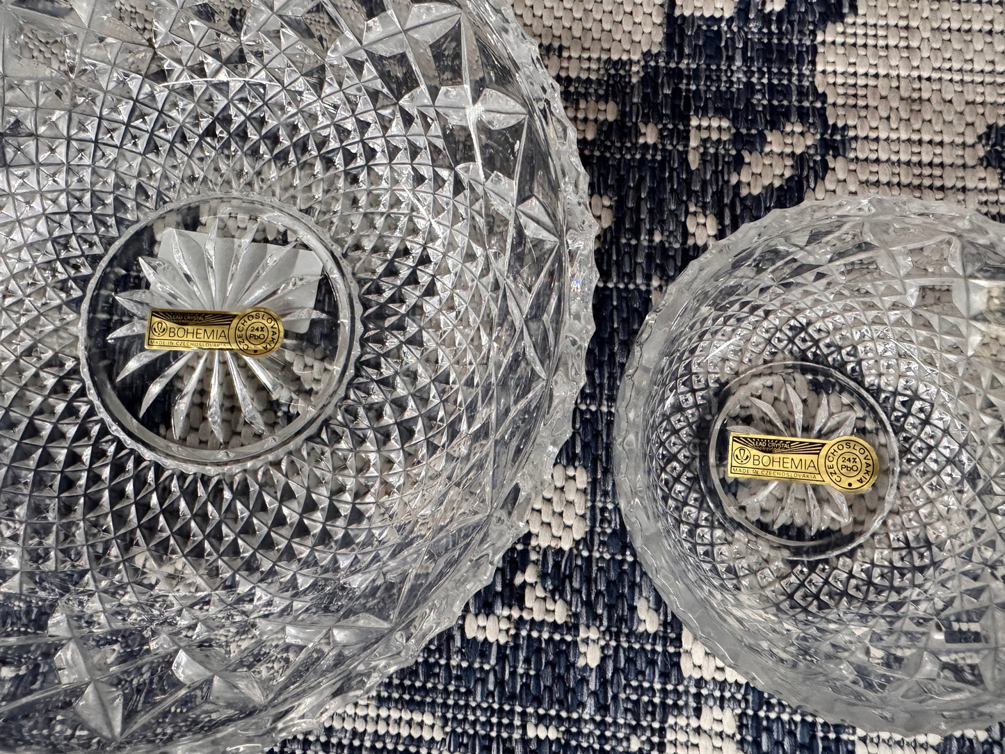 Czechoslovakia Hand-cut Crystal Serving Bowl