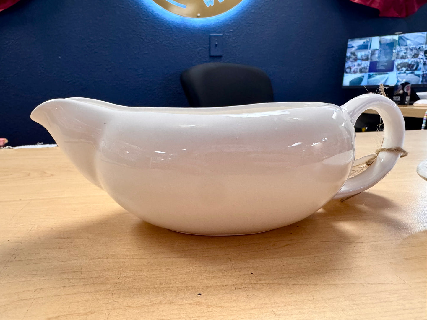 60s Glossy Ceramic Gravy Boat & Underplate