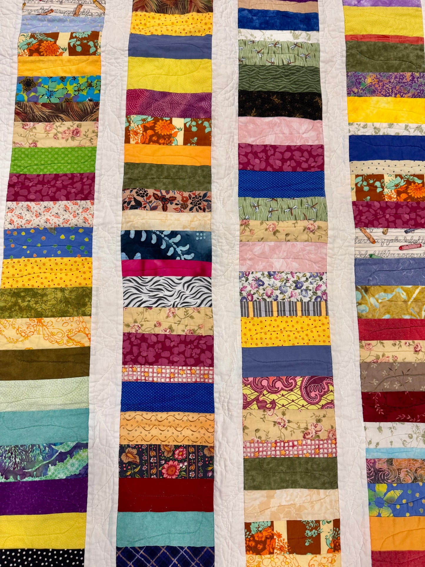 Handmade Quilted Scrappy Strip Blanket