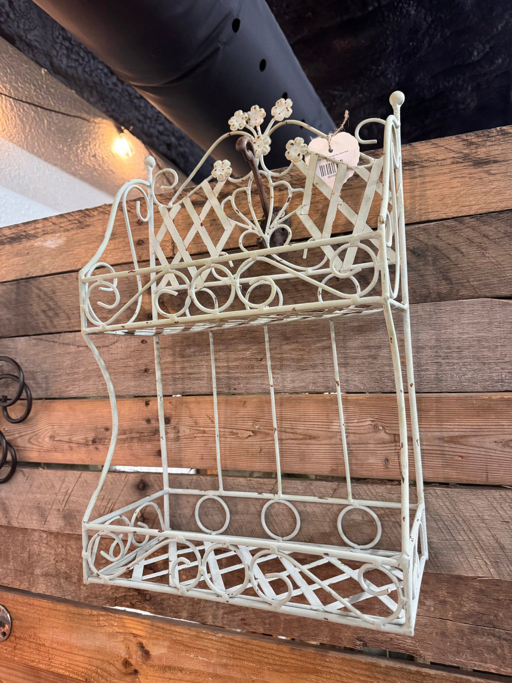French Country 2-tier Wrought Iron Metal Shelf