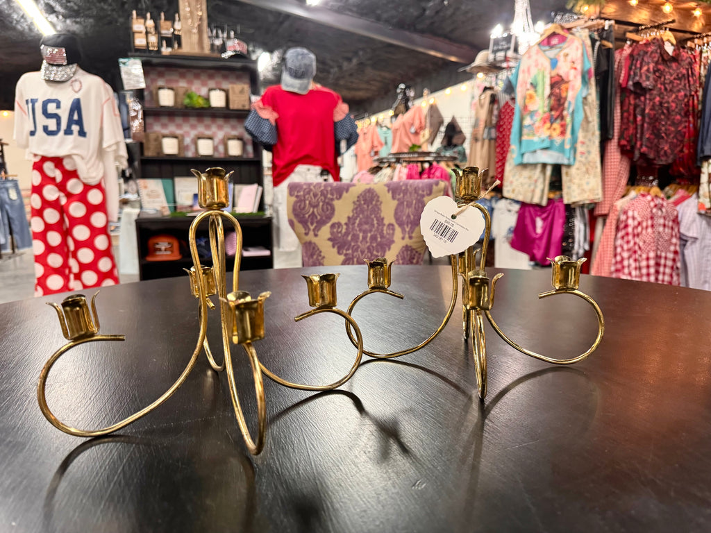 Vintage Brass Plated 4-Arm Candelabra Pair
