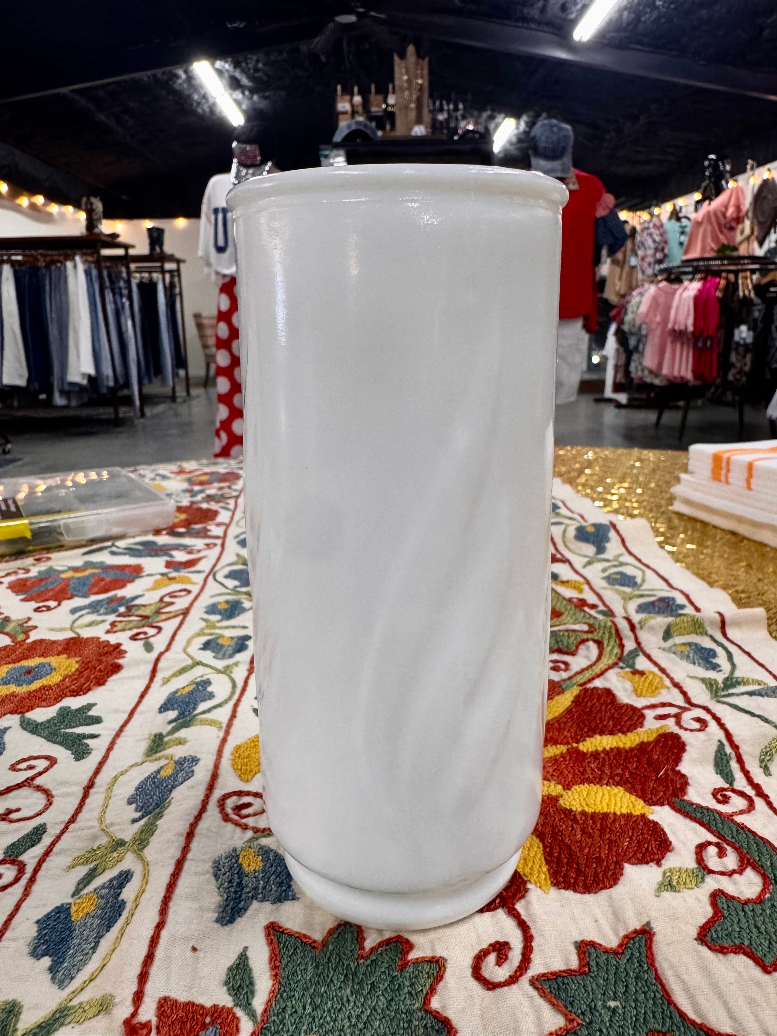 Hazel-Atlas Milk Glass Cylinder Vase