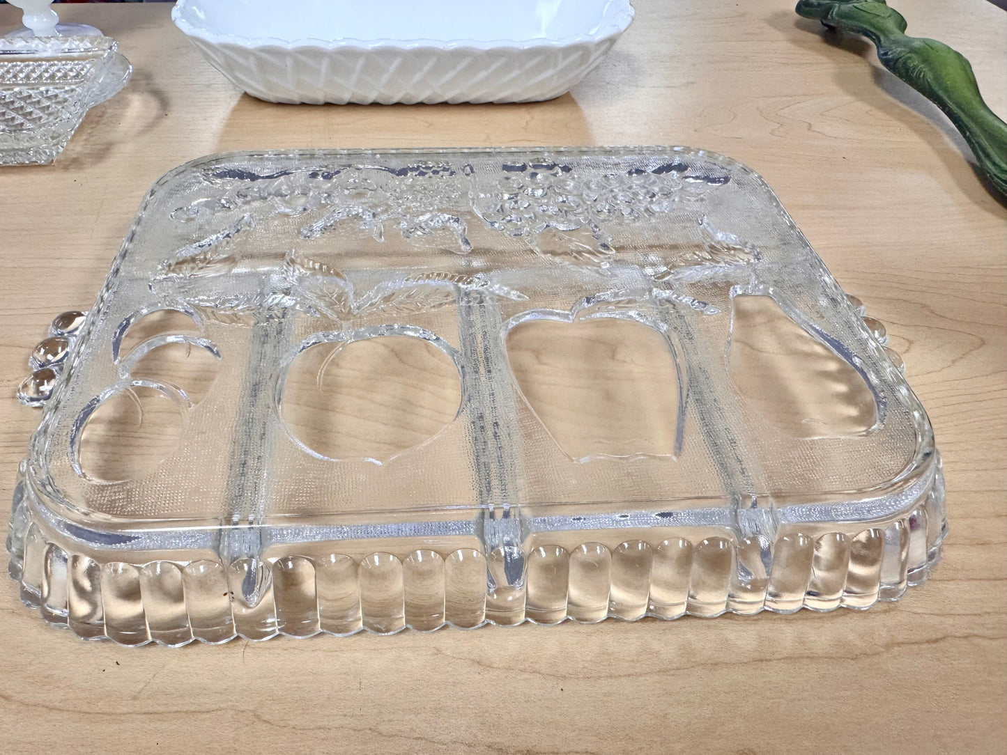 60s Pressed Glass 5-section Fruit Relish Tray