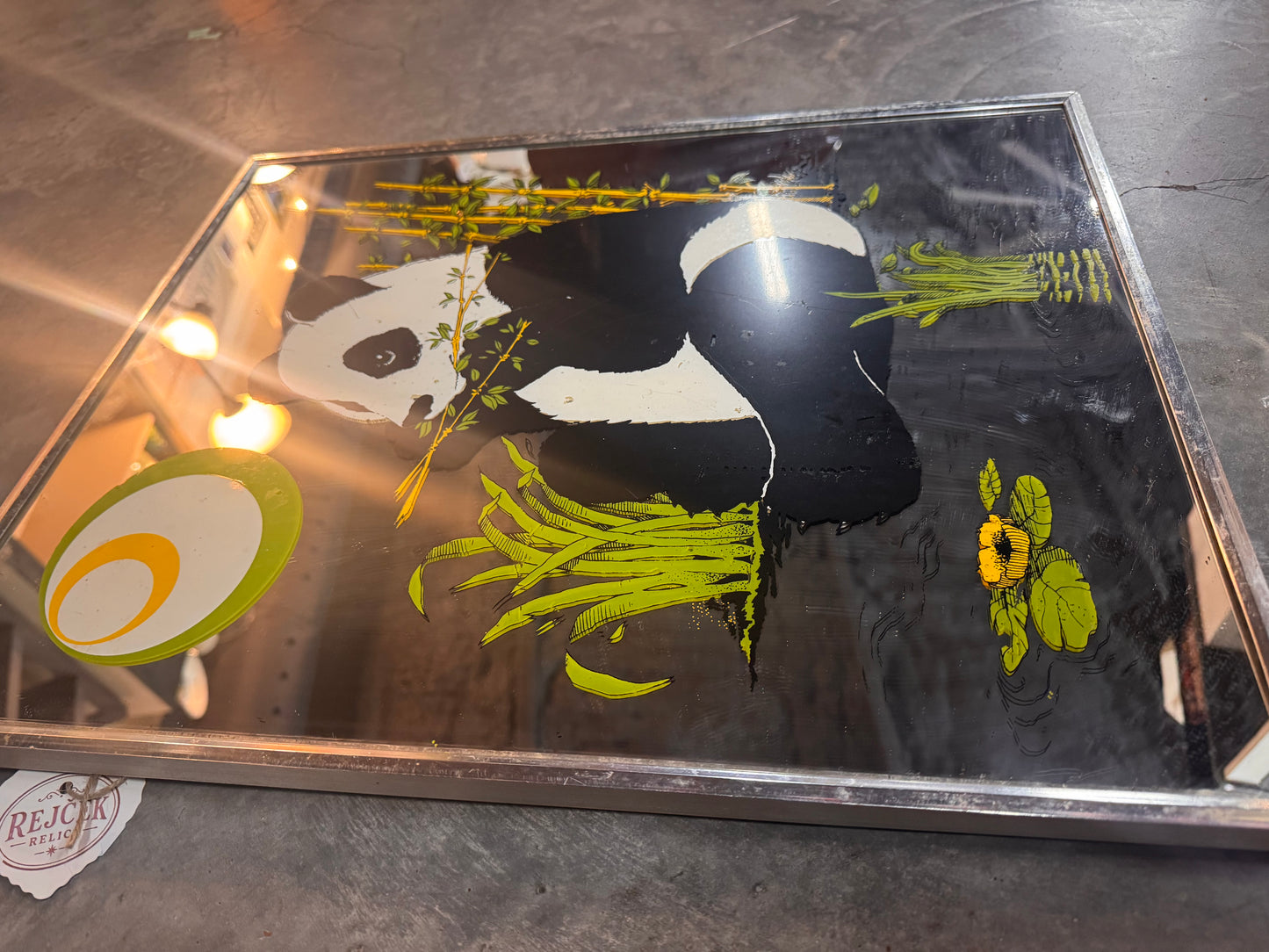 Vintage 1970s Panda Bear Wall Mirror