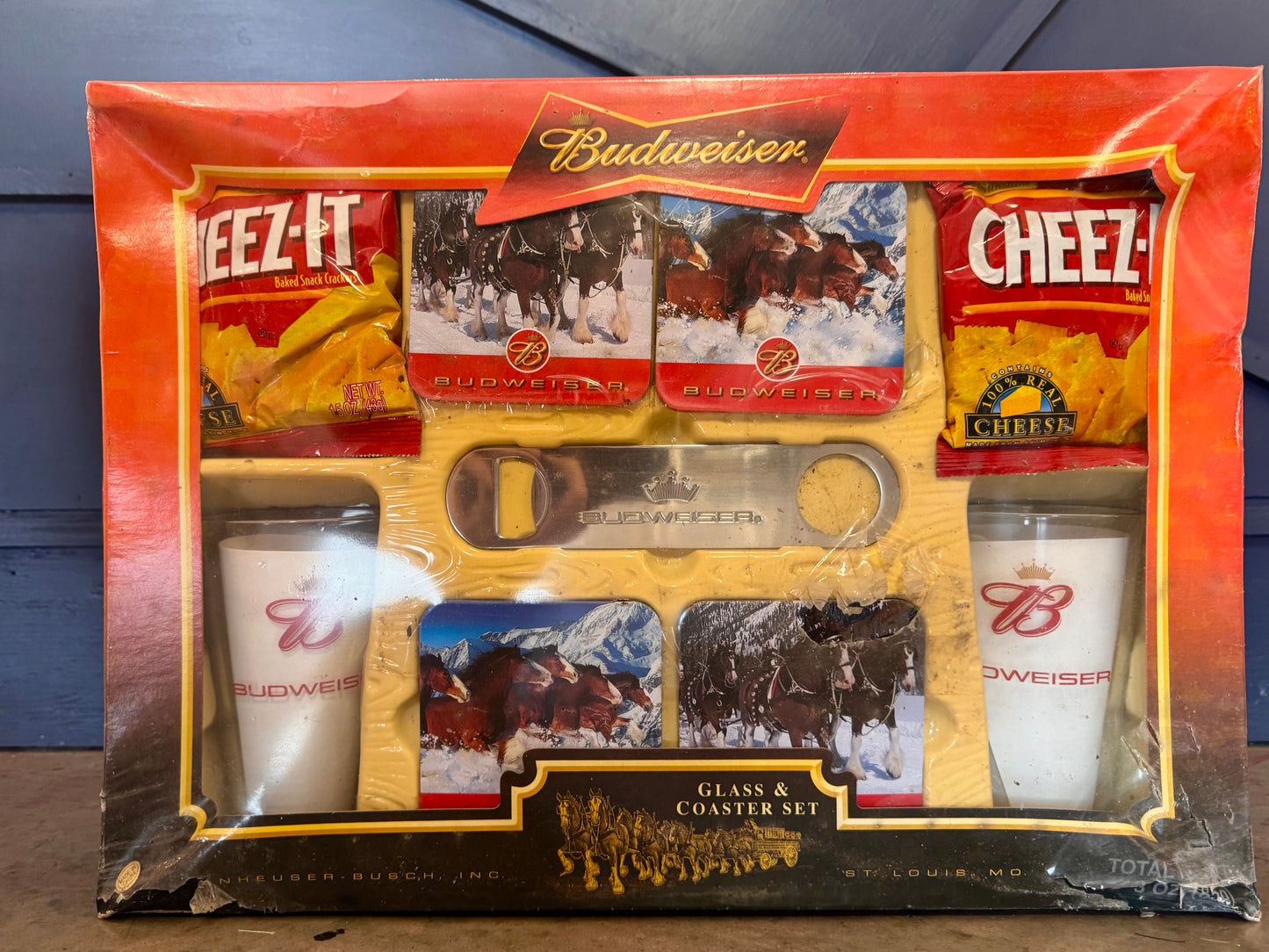 Vintage Budweiser Glass & Coaster Gift Set