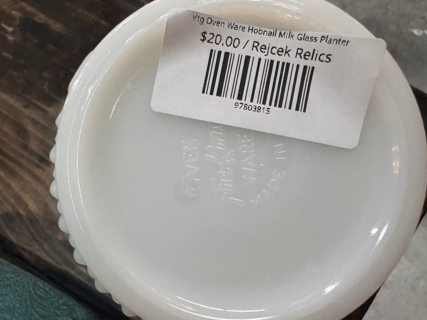 Vtg Oven Ware Hobnail Milk Glass Planter