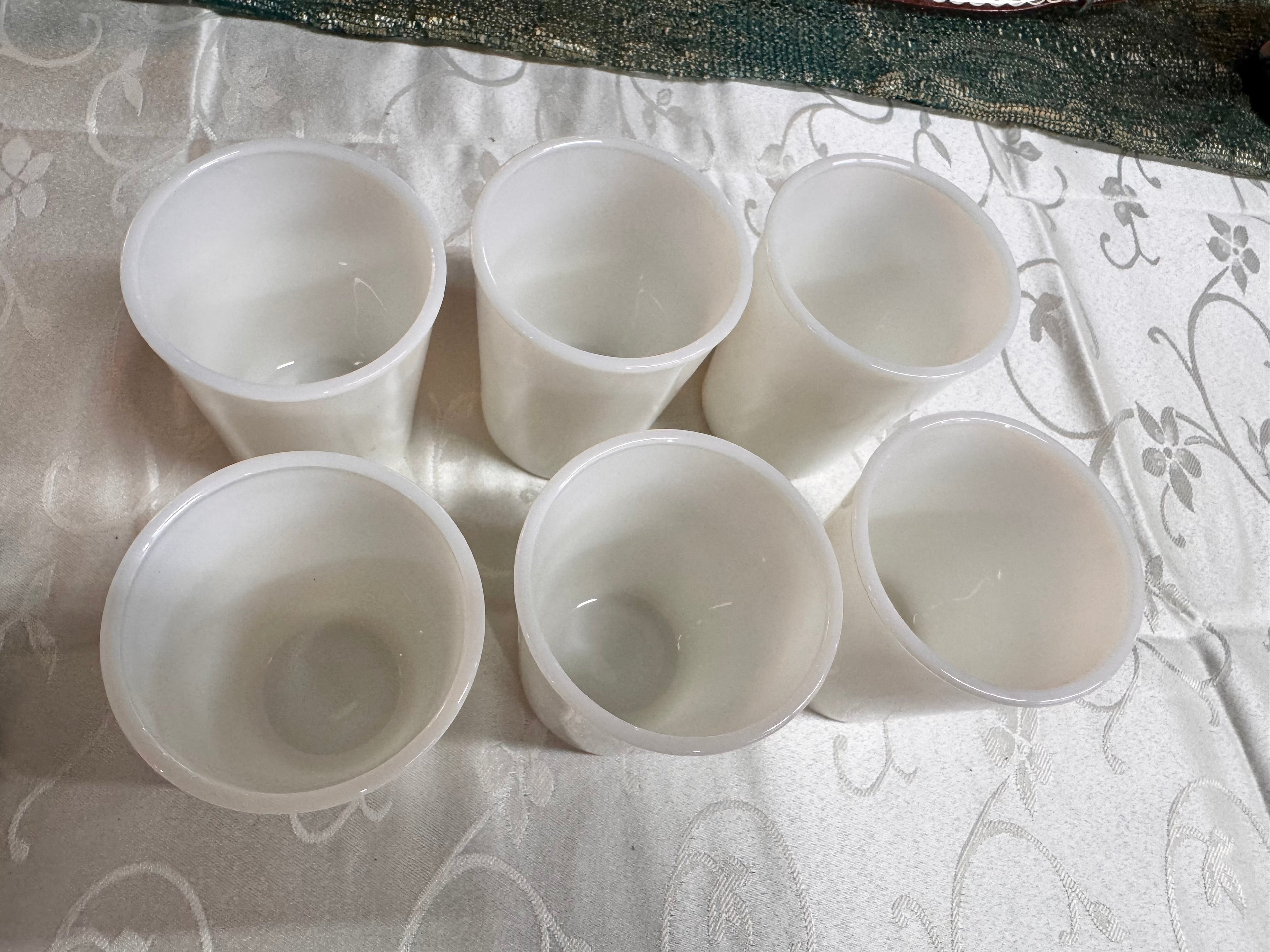Hazel Atlas Ring of Fire Mlk Glass Tumblers (6)