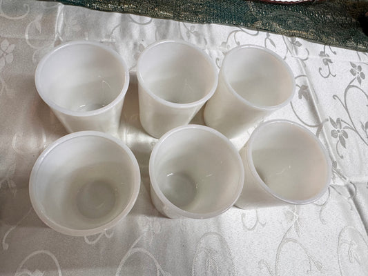 Hazel Atlas Ring of Fire Mlk Glass Tumblers (6)