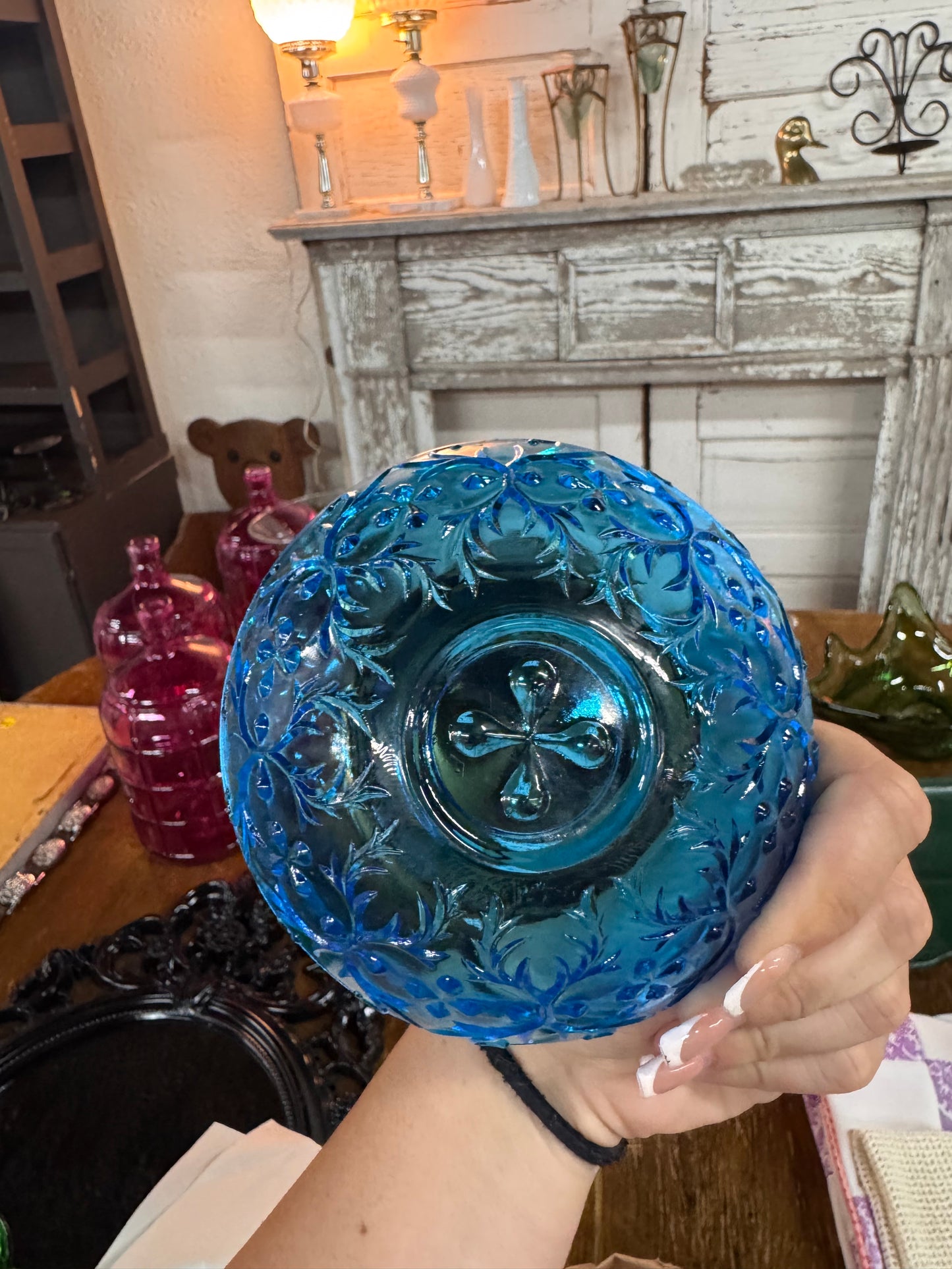 Heart & Vine Embossed Glass Trinket Bowl