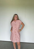 red & cream Striped Dress