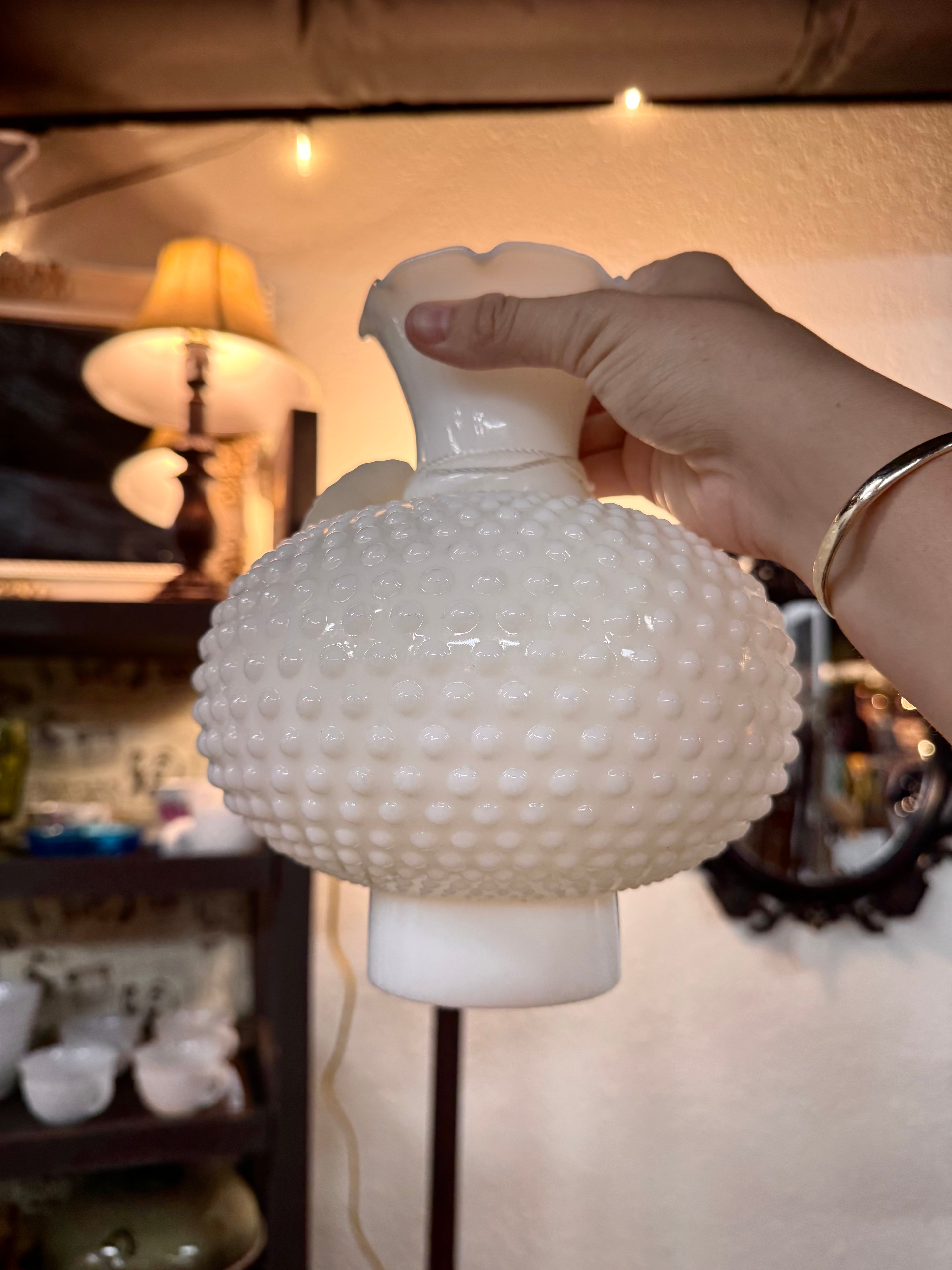Hobnail Mlk Glass Hurricane Lamp Shade