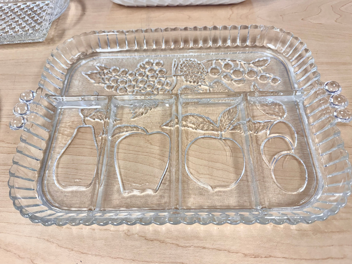 60s Pressed Glass 5-section Fruit Relish Tray