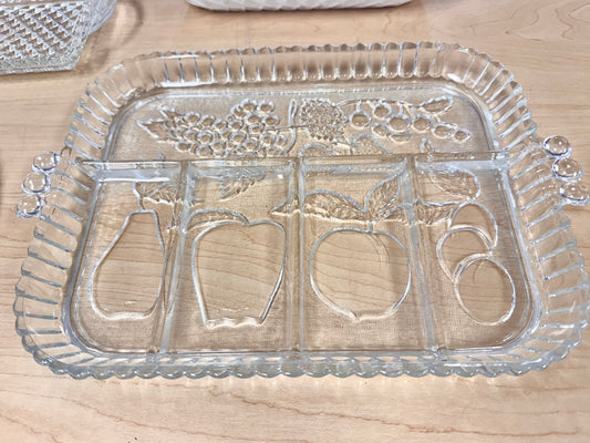 60s Pressed Glass 5-section Fruit Relish Tray