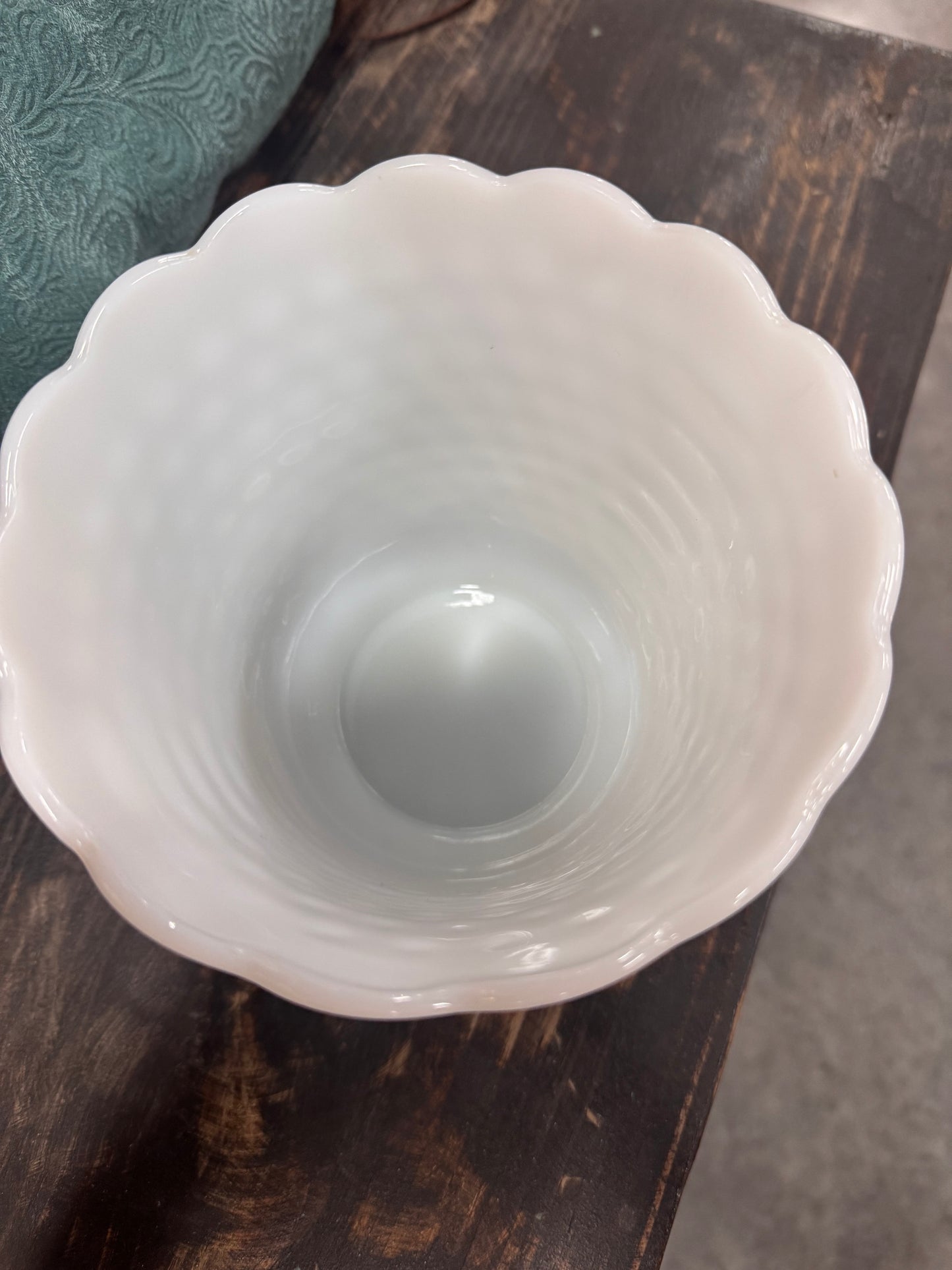 Vtg Oven Ware Hobnail Milk Glass Planter