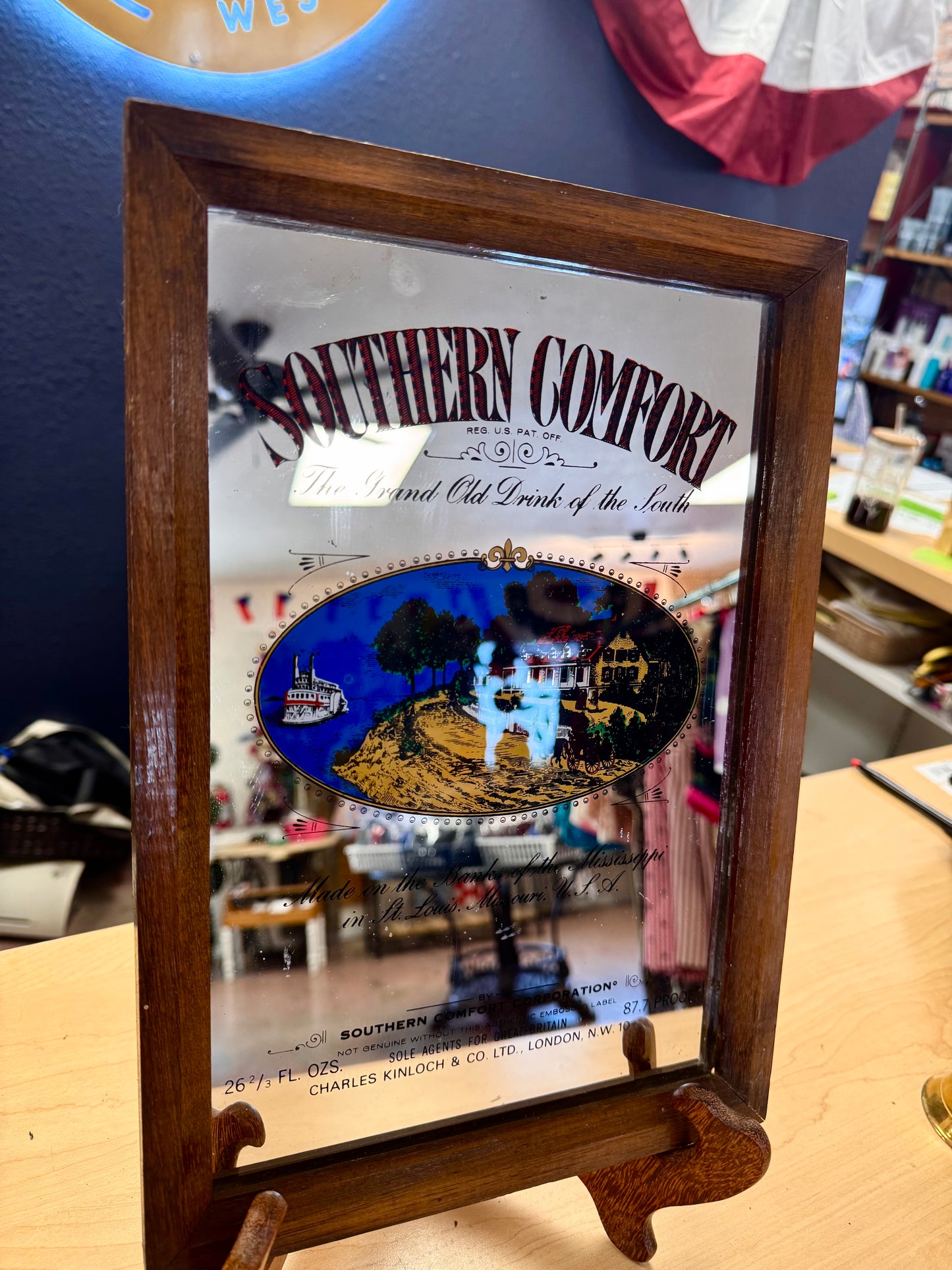 1970s Southern Comfort Riverboat Mirror