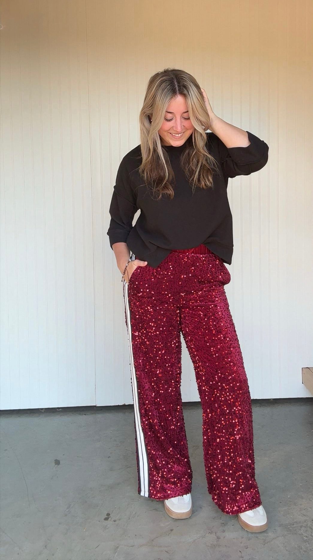 Sequin Track Pant