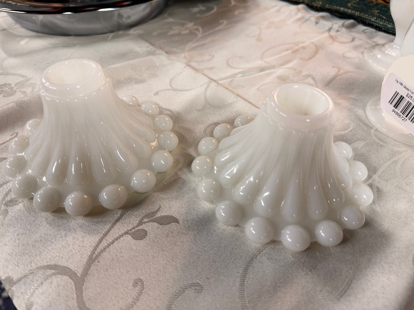 1950s Milk Glass Berwick Candlestick Holders