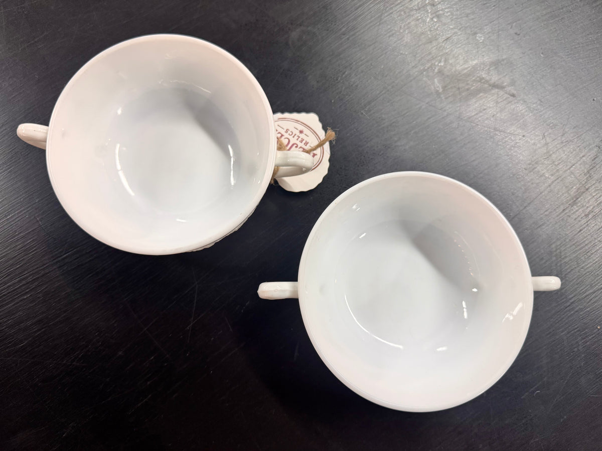 1930s Vitrock Milk Glass Cream Soup Bowls