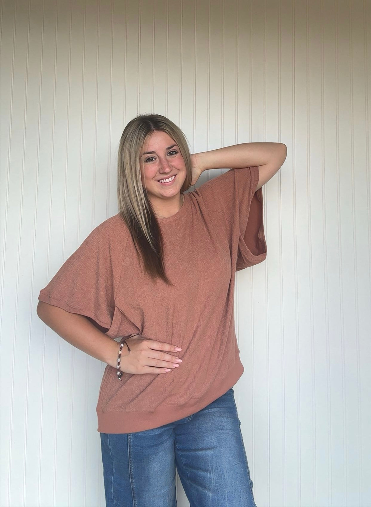 Hi-Low Crew Neck Top