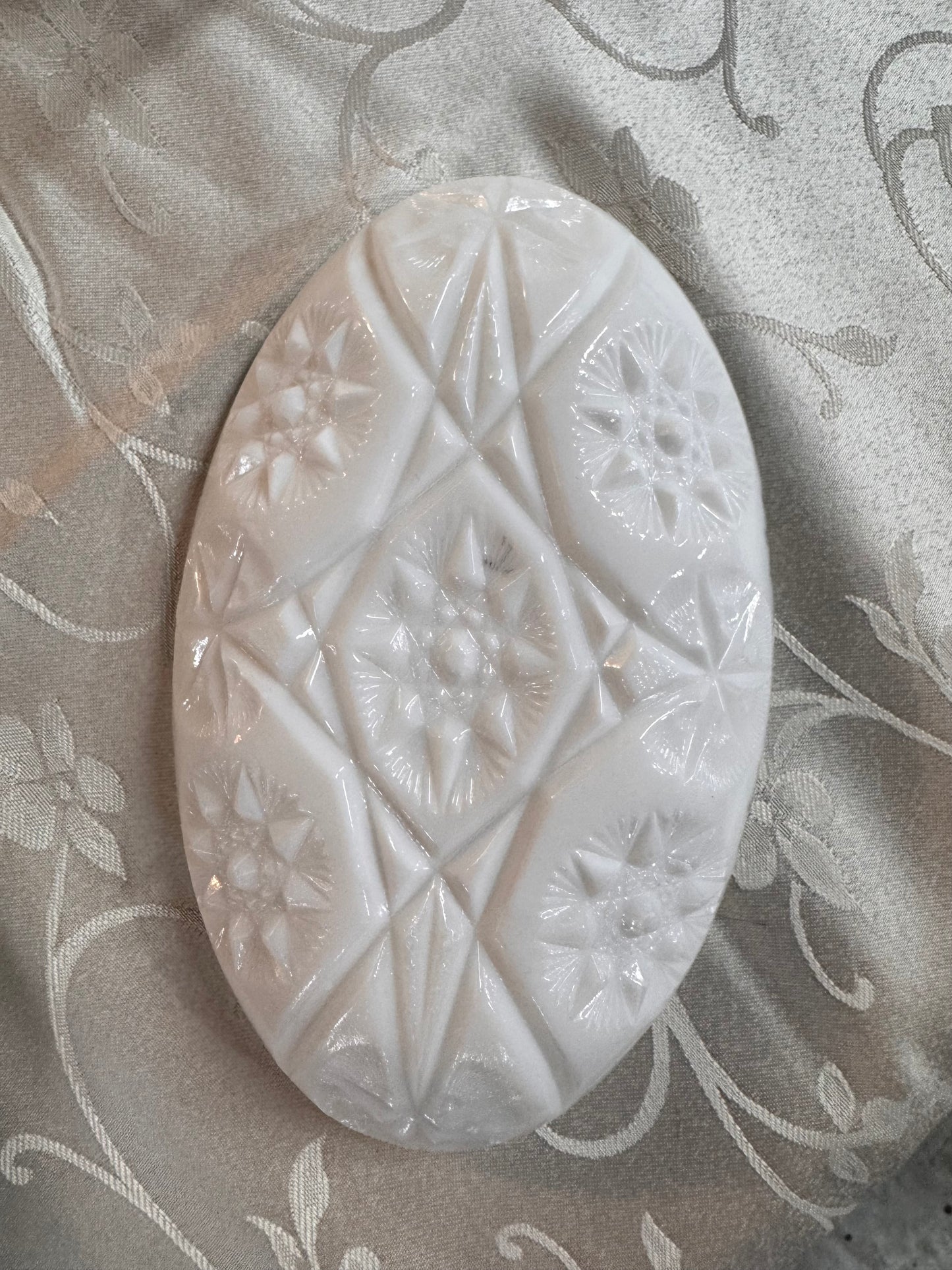 Opaque Milk Glass Canoe-shaped Relish Dish